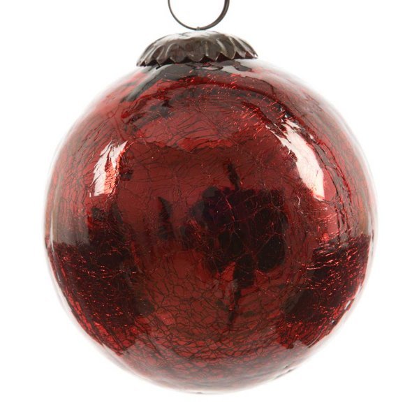 Χριστουγεννιάτικη Γυάλινη Μπάλα Κόκκινη, με Ραγίσματα (10cm)